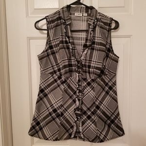 CATO Black & White Plaid Top